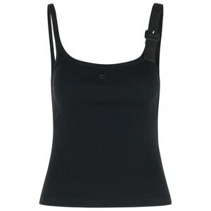 Courreges 'Buckle 90'S' Black Cotton Tank Top Women